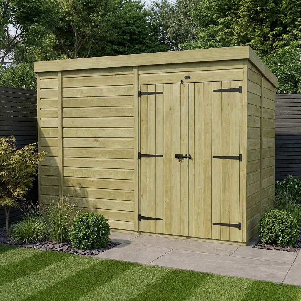 11 x 7 Pent Shed (Double Door, No Windows)