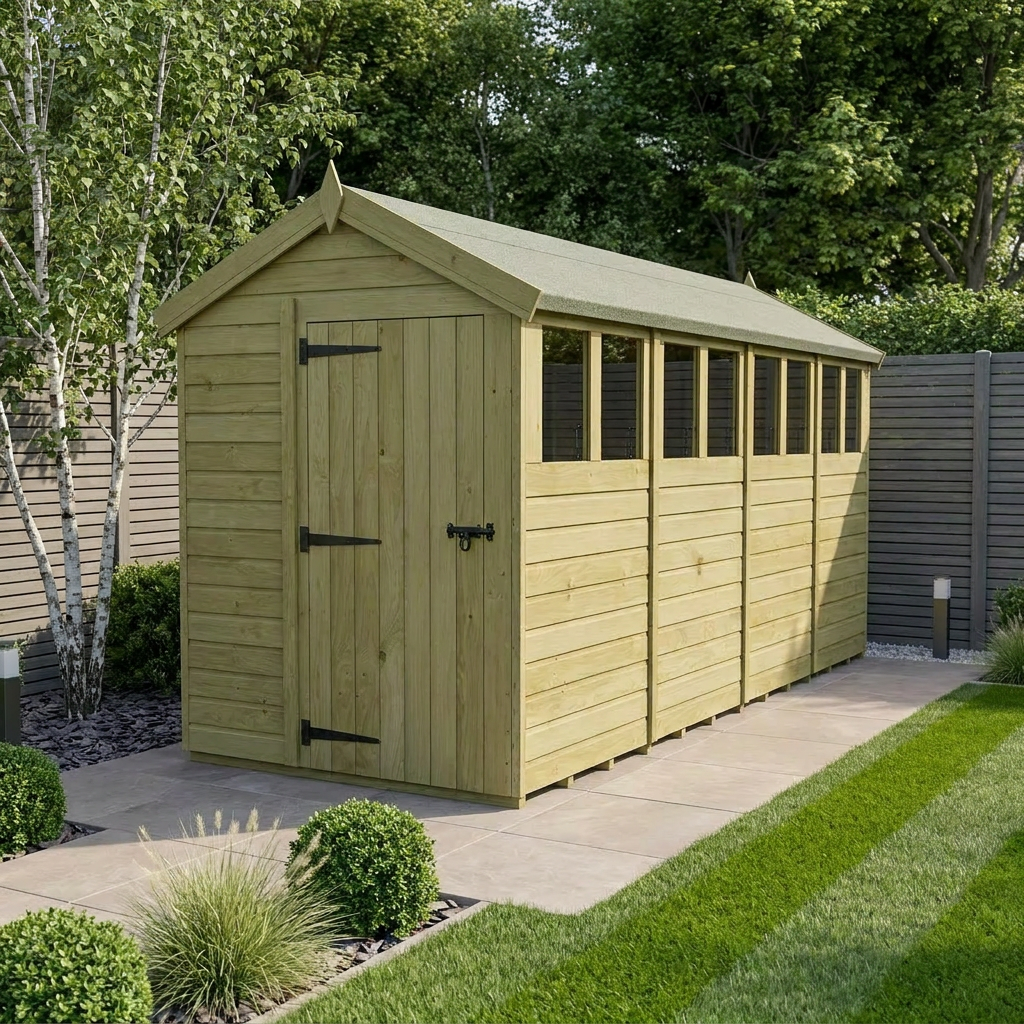 5 x 16 Apex Shed (Single Door, With Windows)