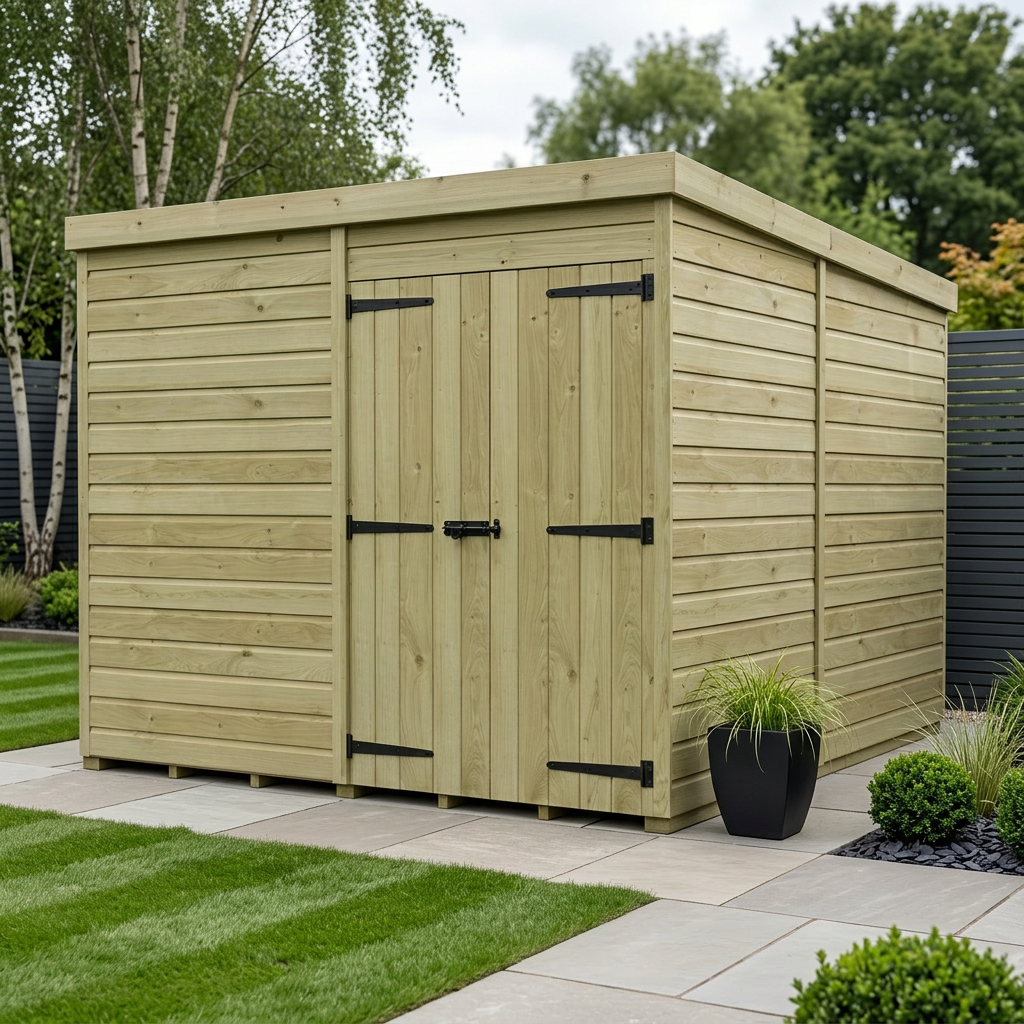 8 x 9 Pent Shed (Double Door, No Windows)