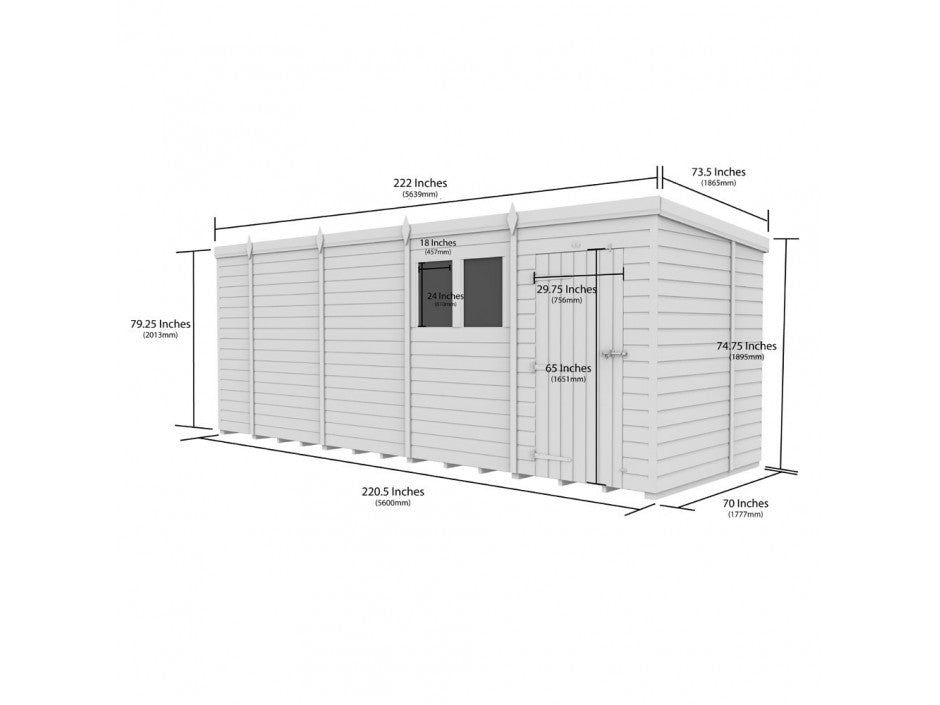 18x6 Pent Composite Shed (Single Door, No Windows)
