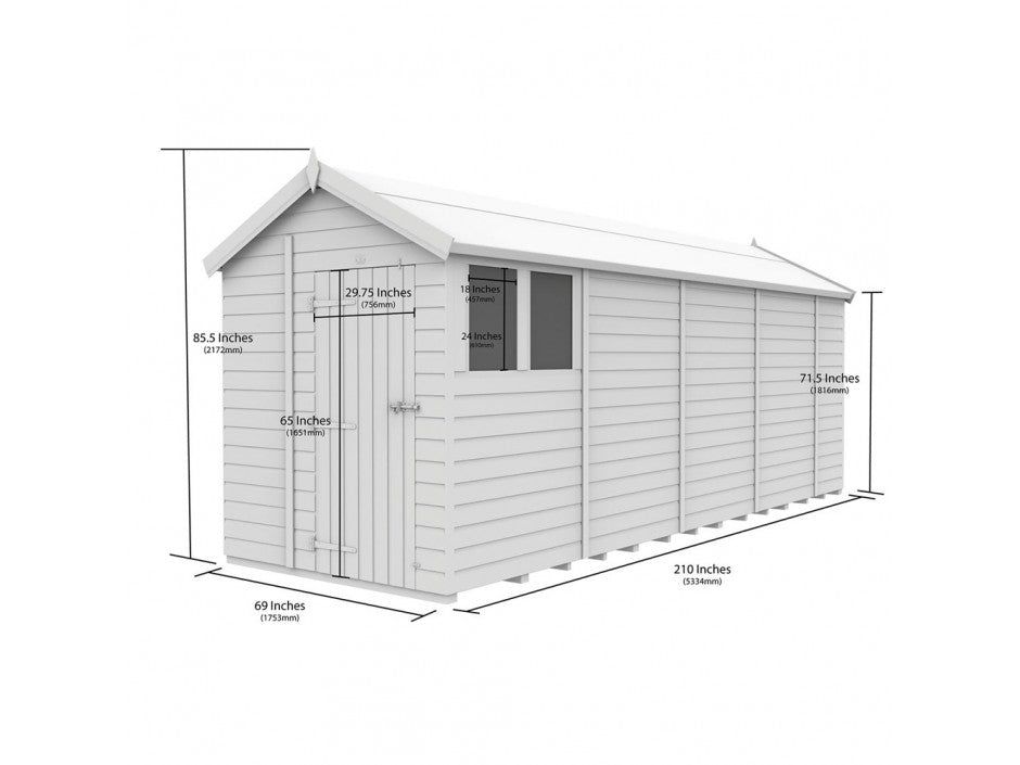 6 x 18 Apex Shed (Double Door, With Windows)