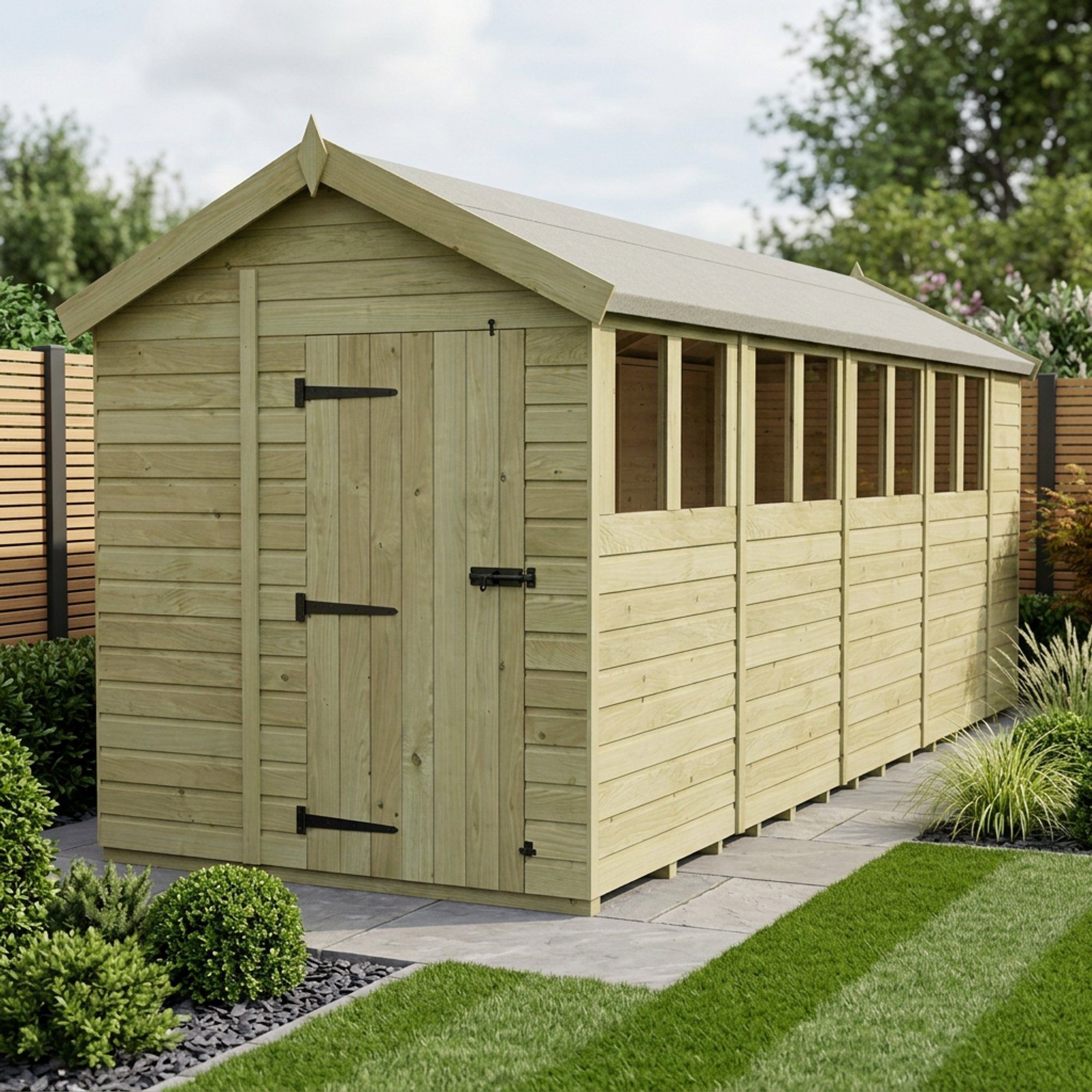 6 x 18 Apex Shed (Single Door, With Windows)