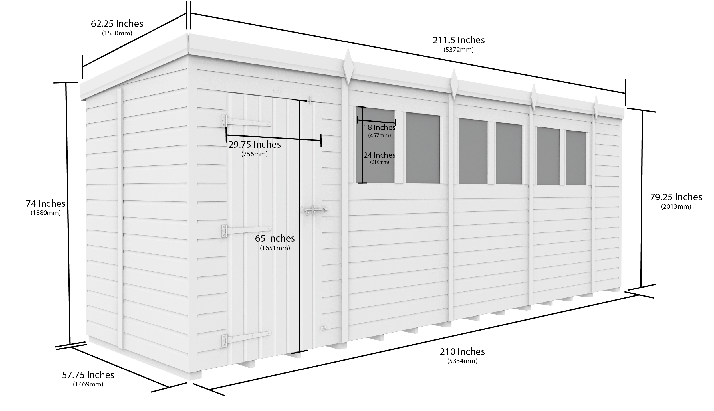 18 x 5 Security Pent Shed