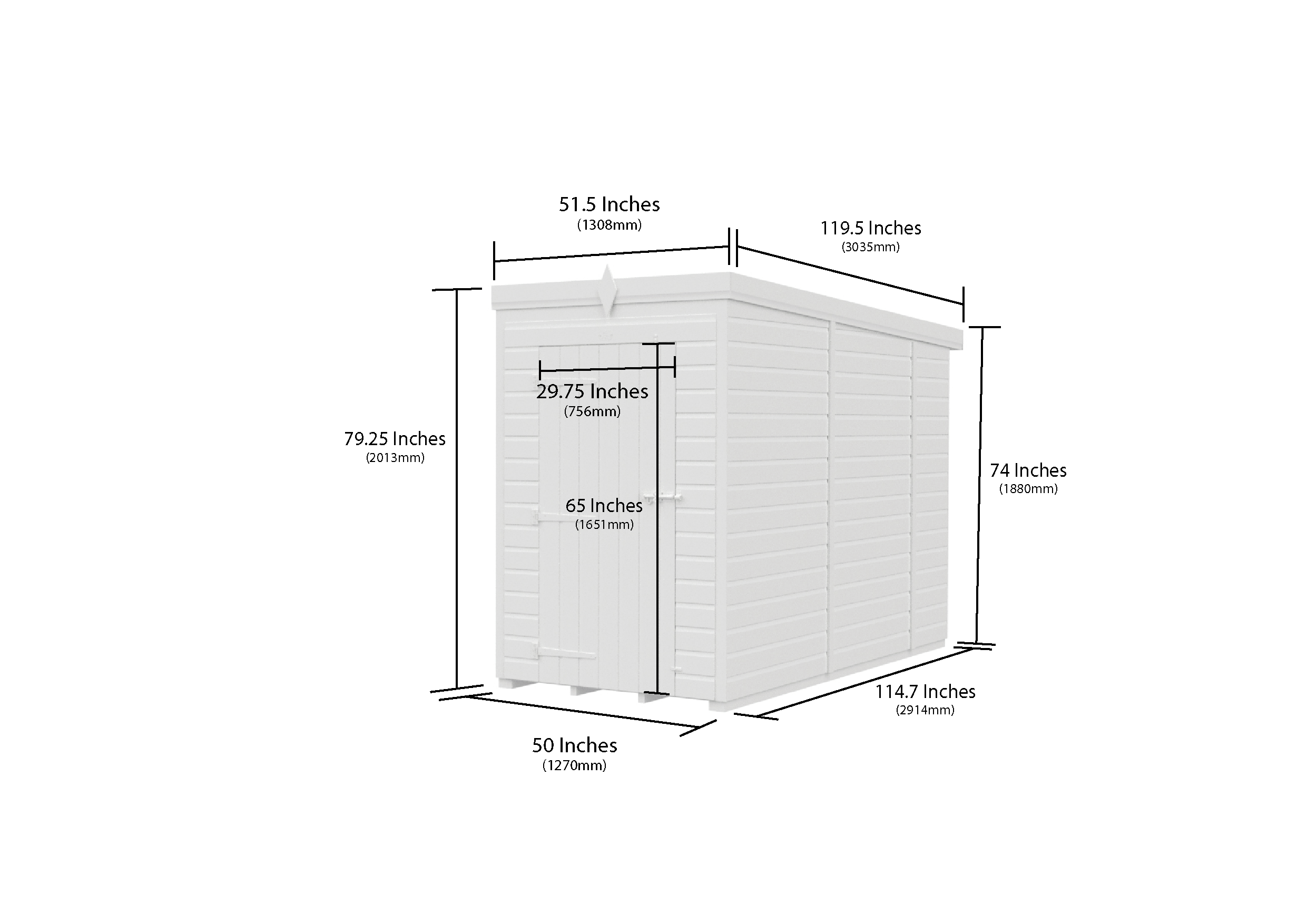 4 x 10 Pent Shed (Single Door, With Windows)