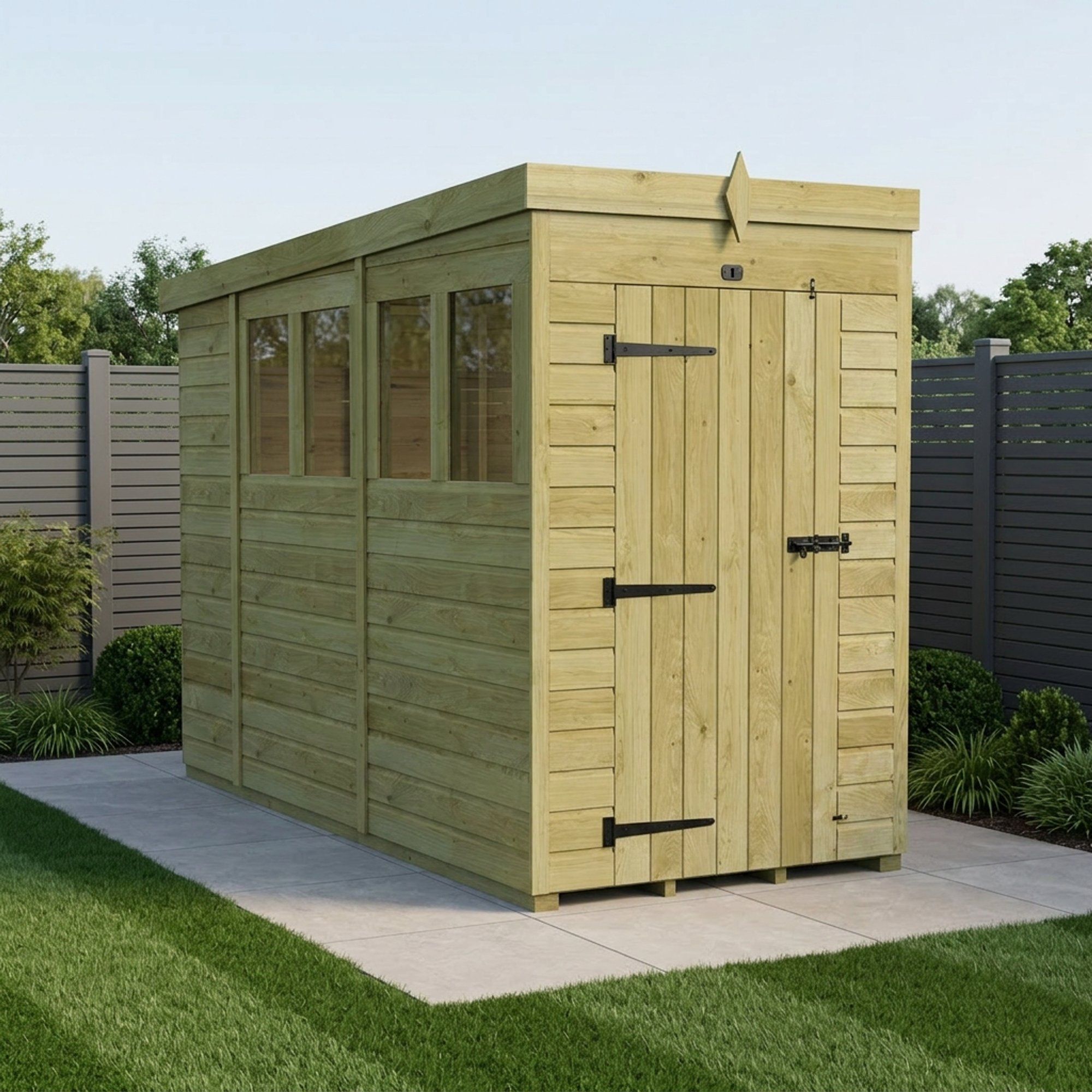 4 x 10 Pent Shed (Single Door, With Windows)