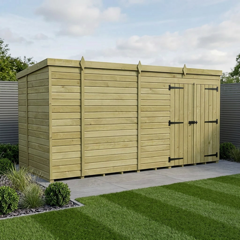 17 x 6 Pent Shed (Double Door, No Windows)