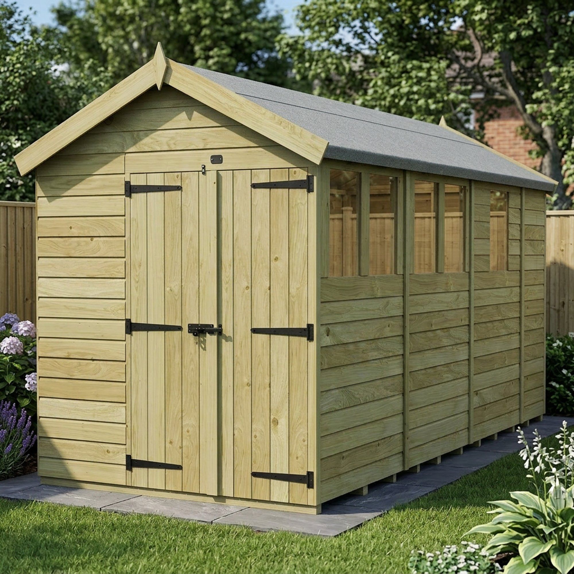 7 x 13 Apex Shed (Double Door, With Windows)