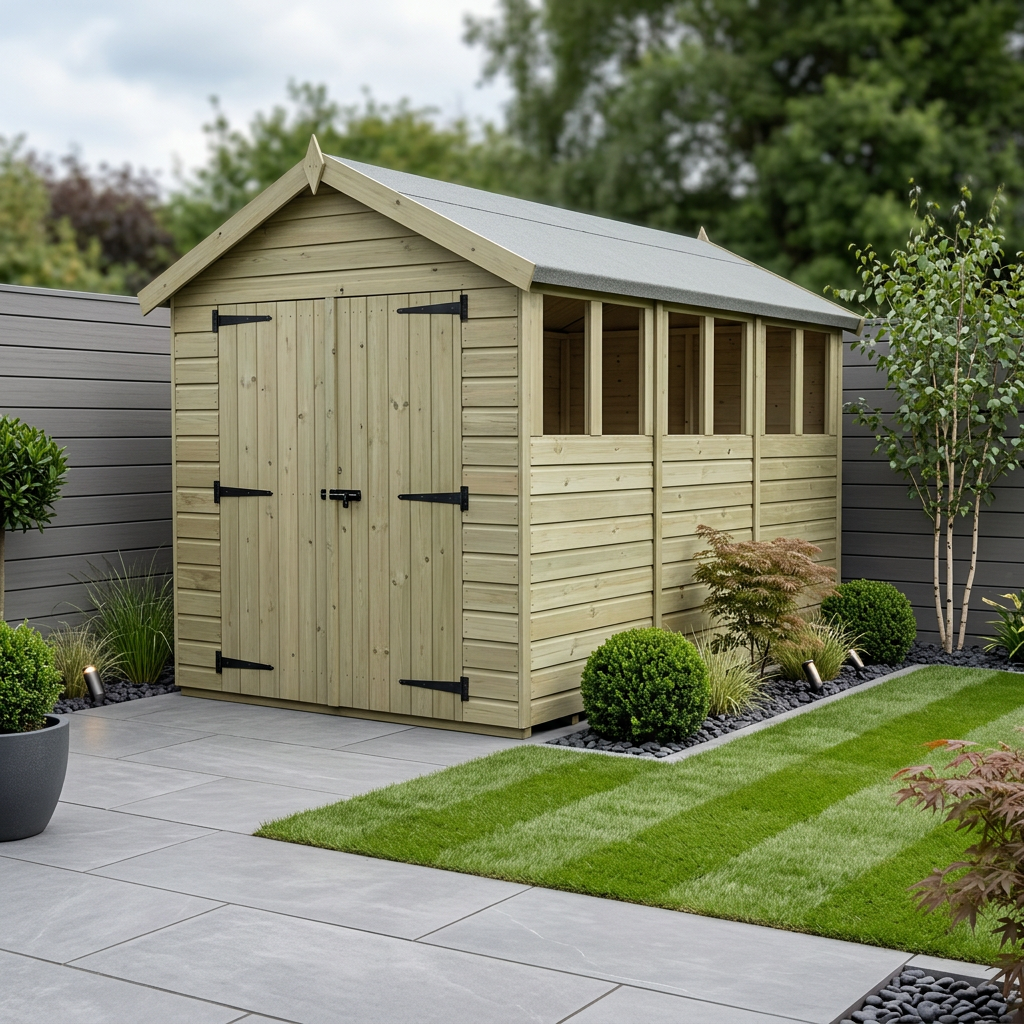 7 x 13 Apex Shed (Double Door, With Windows)