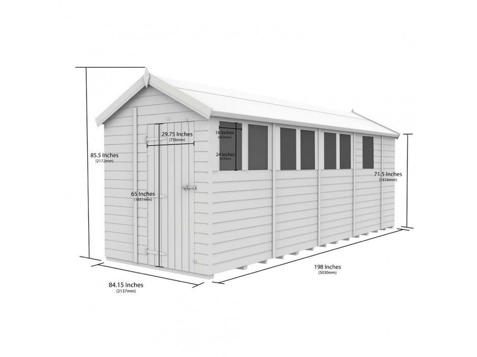 7 x 17 Apex Shed (Double Door, With Windows)