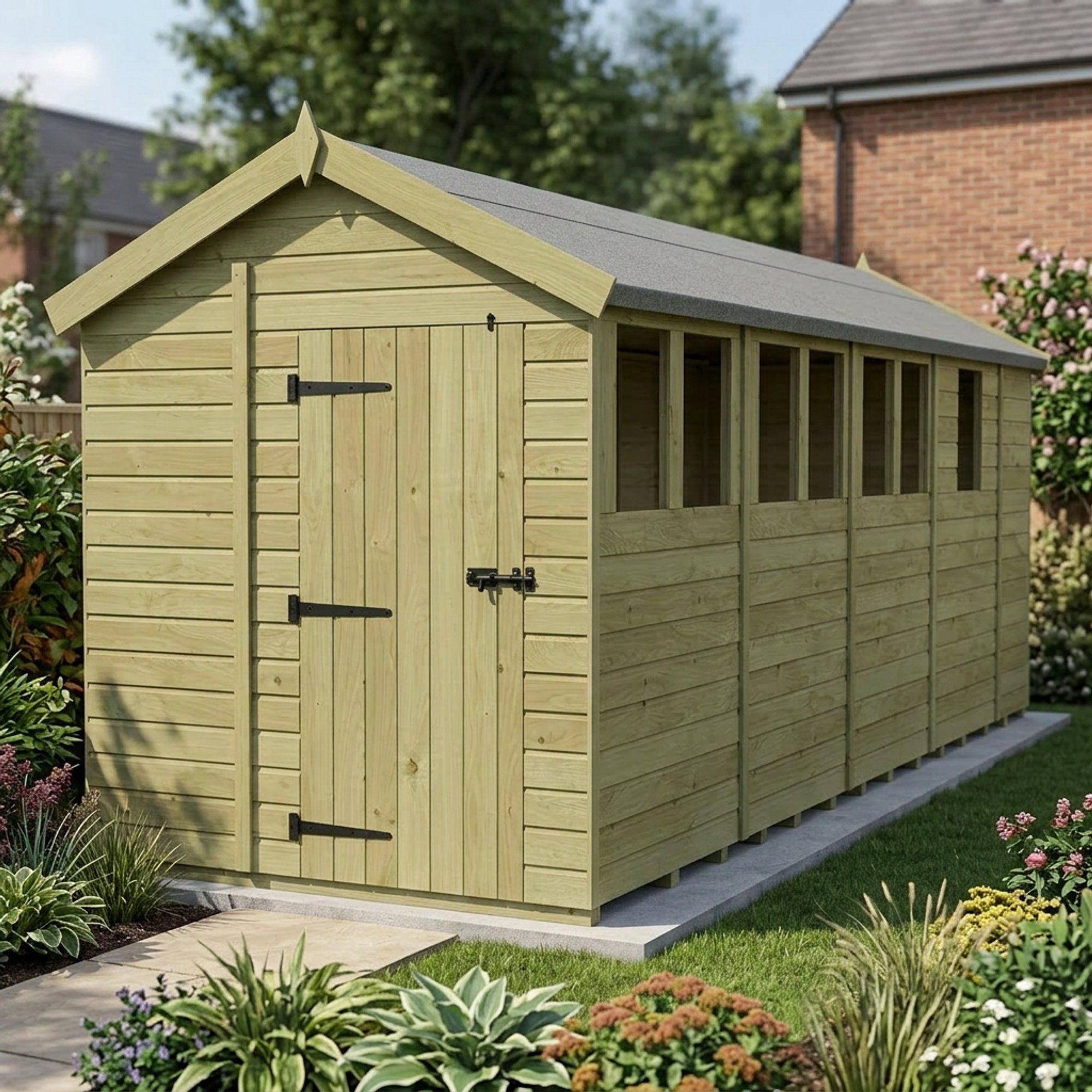7 x 17 Apex Shed (Single Door, With Windows)