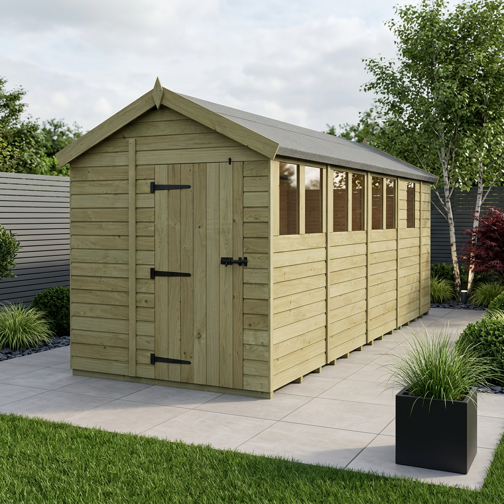 7 x 17 Apex Shed (Single Door, With Windows)