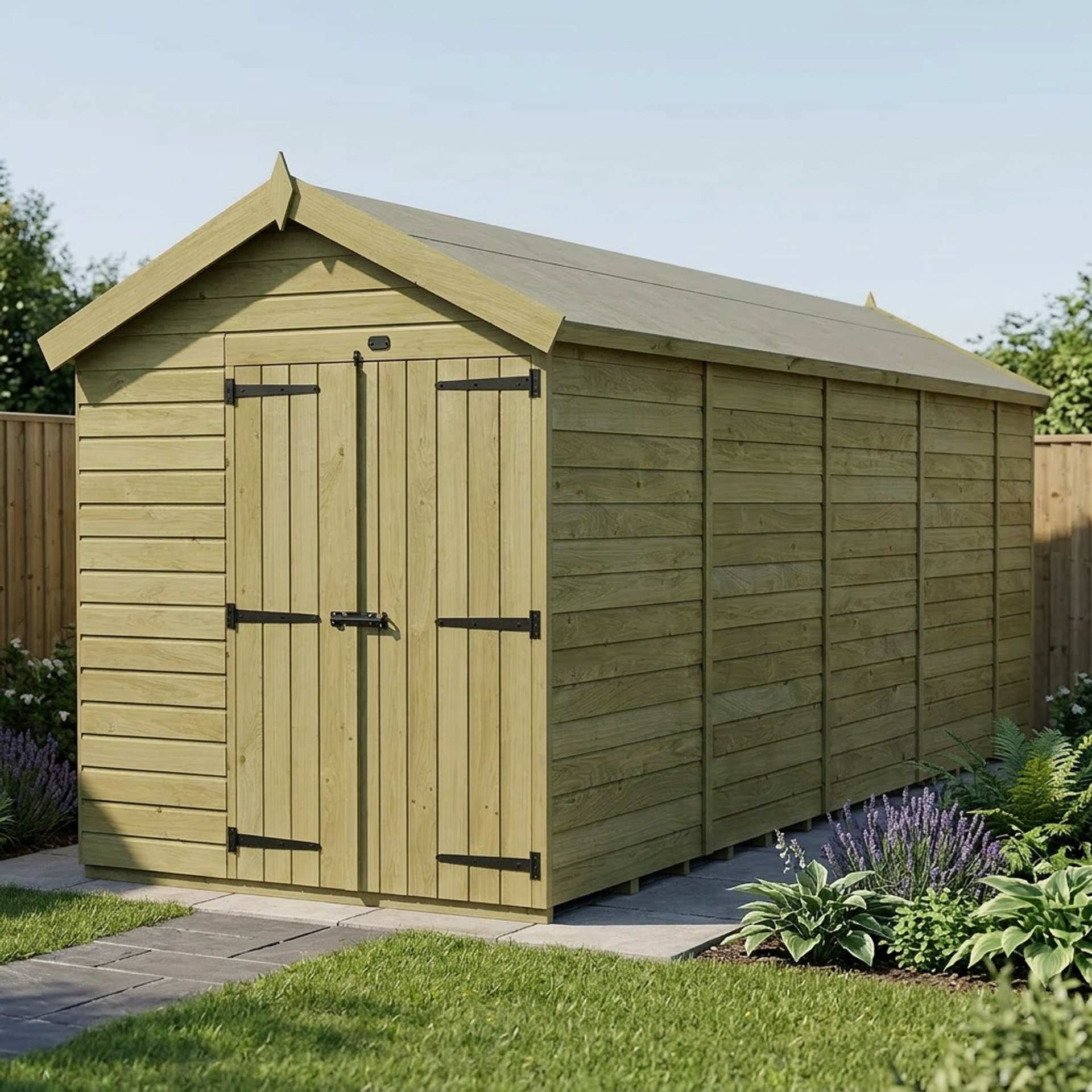 7 x 17 Apex Shed (Double Door, No Windows)