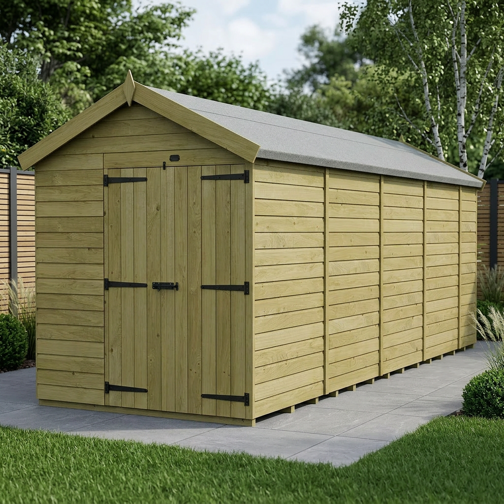 7 x 17 Apex Shed (Double Door, No Windows)