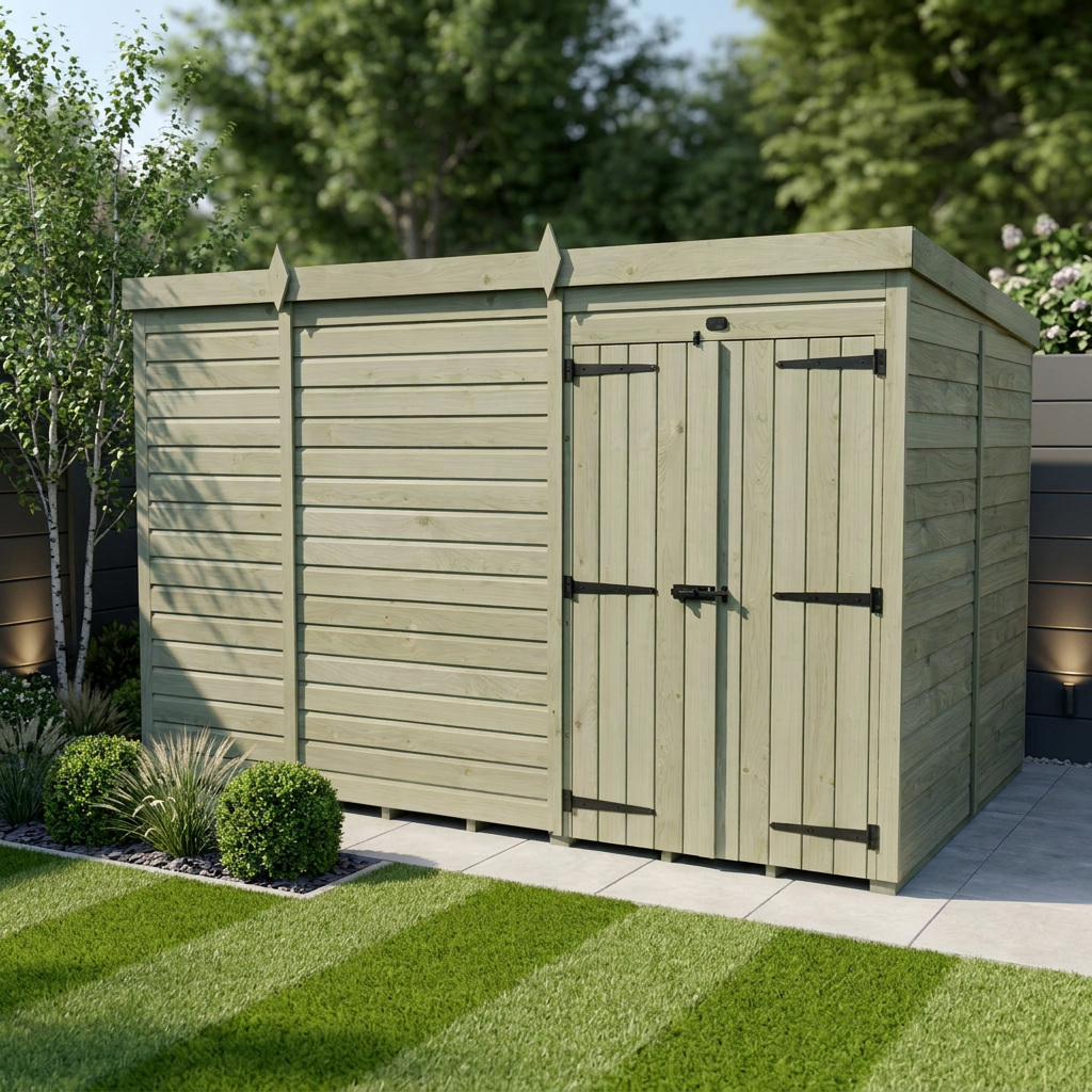 16 x 7 Pent Shed (Double Door, No Windows)