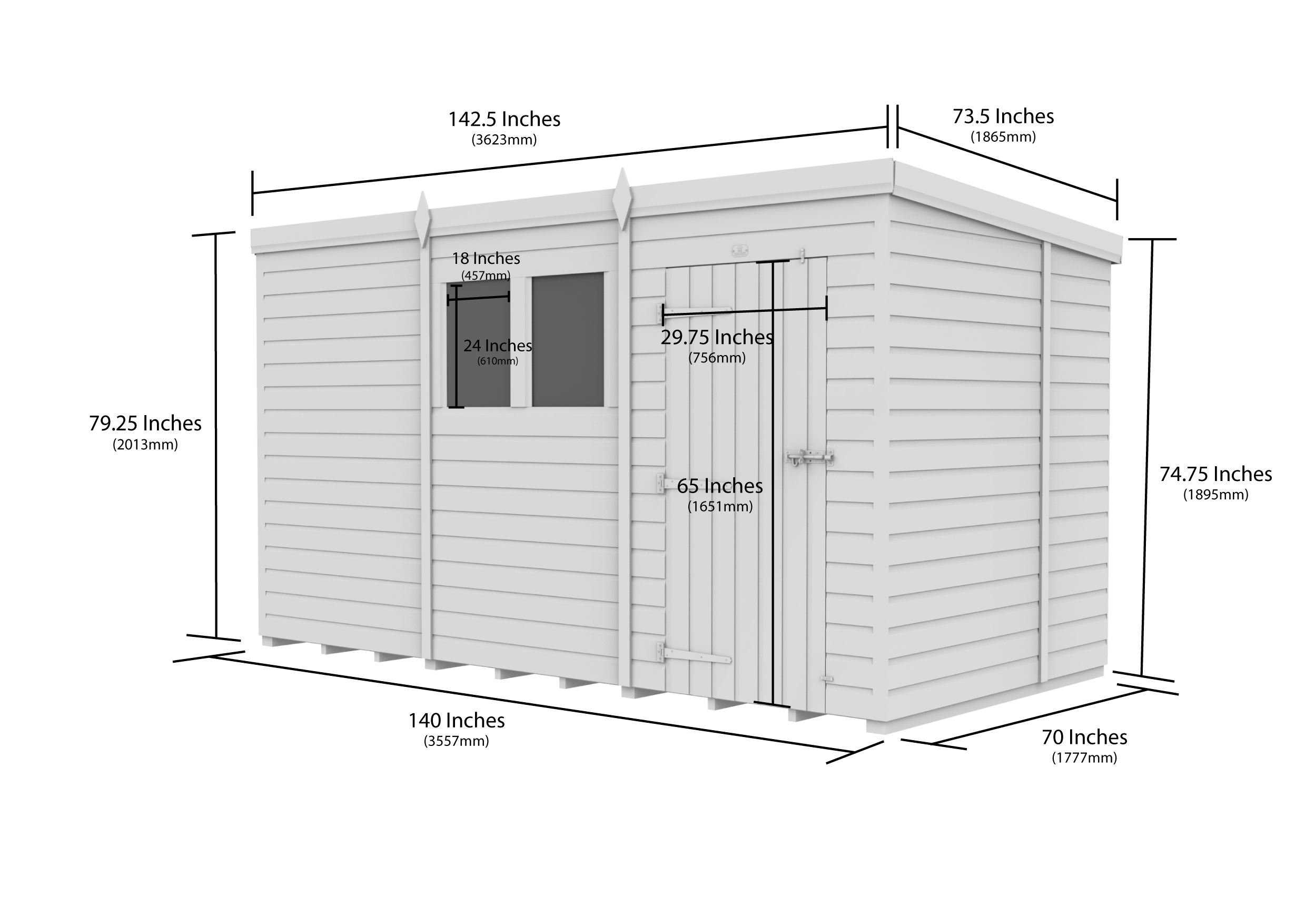 12 x 6  Security Pent Shed