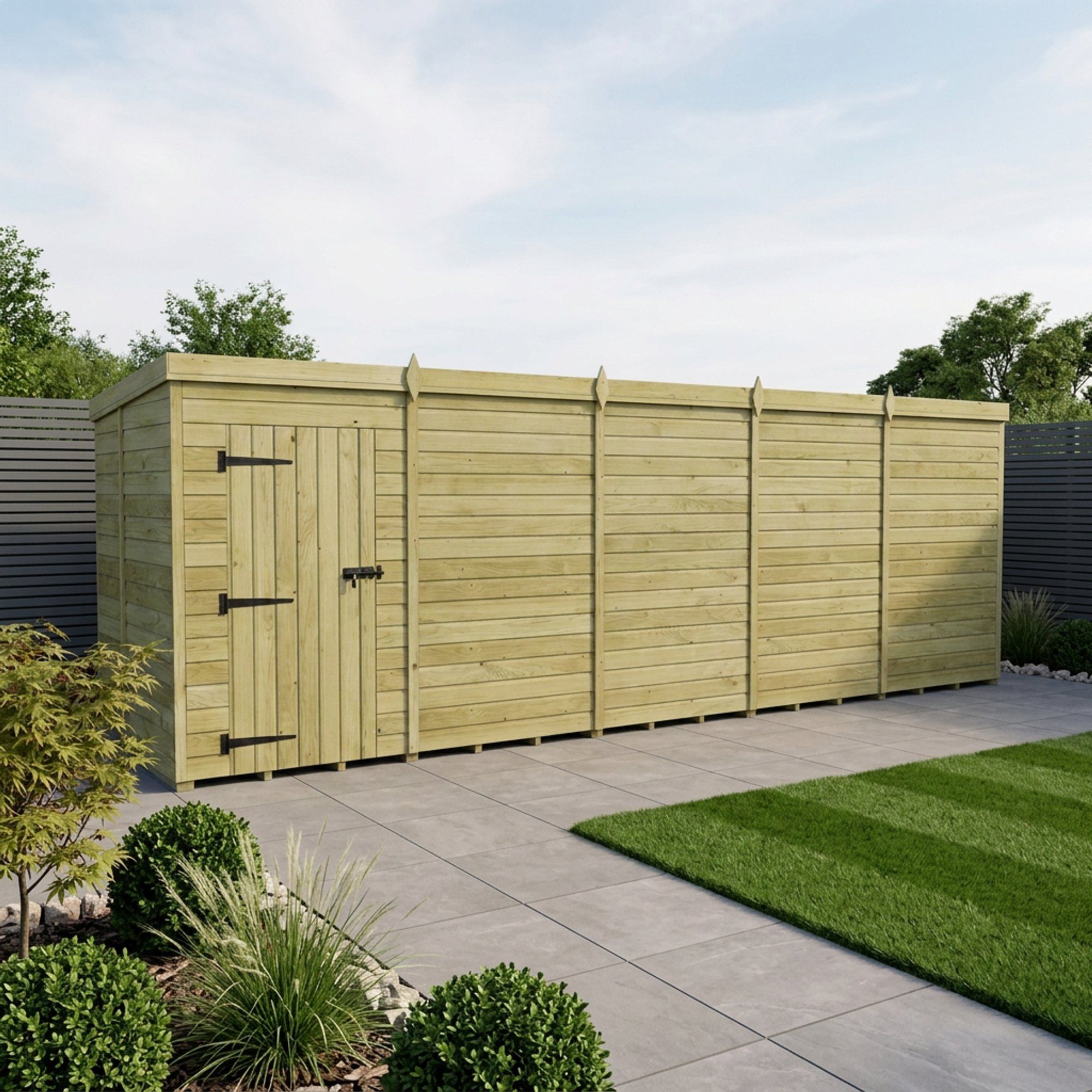 20 x 5 Pent Shed (Single Door, No Windows)