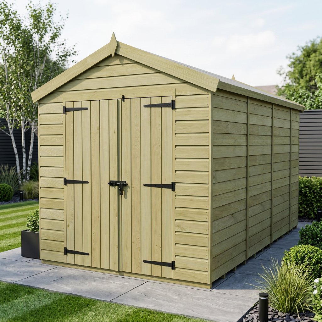 8 x 15 Apex Shed (Double Door, No Windows)