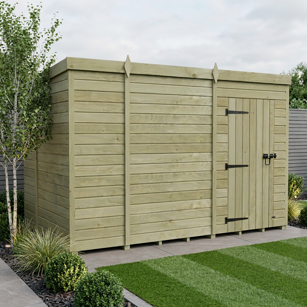 9 x 6 Pent Shed (Single Door, No Windows)