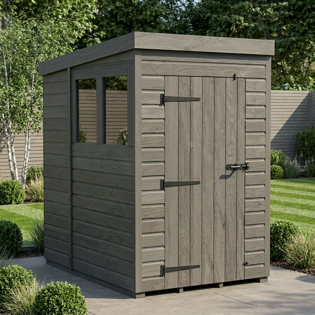 4x6 Pent Composite Shed (Single Door, With Windows)