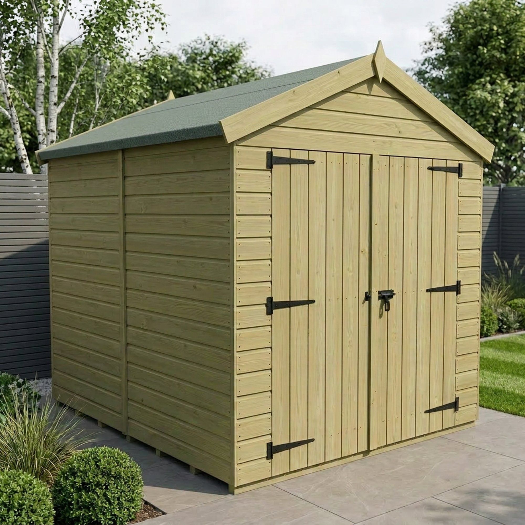 8 x 8 Apex Shed (Double Door, No Windows)