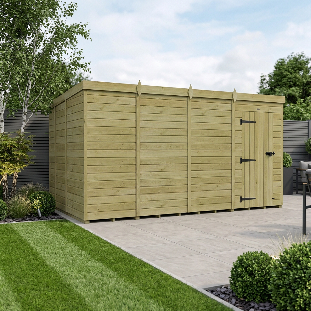 16 x 9 Pent Shed (Single Door, No Windows)