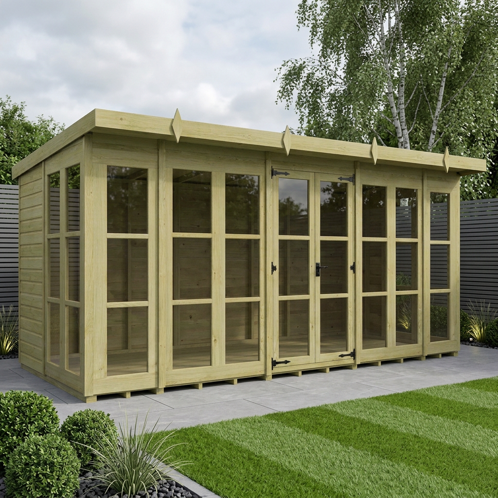 16 x 7 Georgian Window Pent Summer House