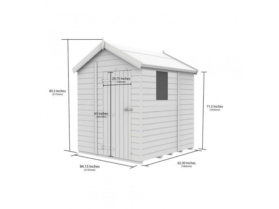 7 x 5 Apex Shed (Double Door, With Windows)