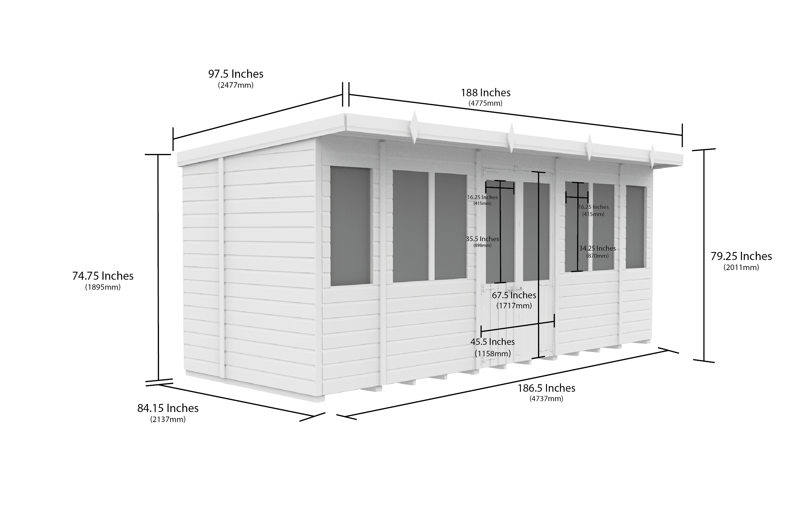 16 x 7 Pent Summer House