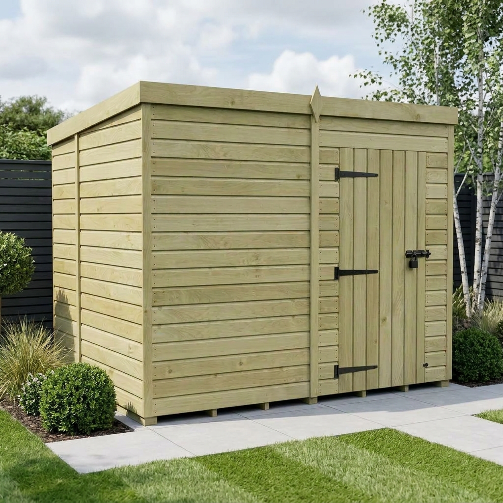 6 x 8 Pent Shed (Single Door, No Windows)