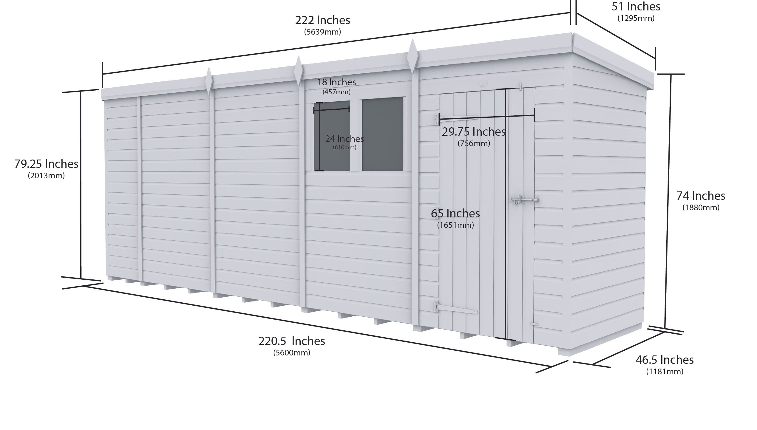 19 x 4 Security Pent Shed