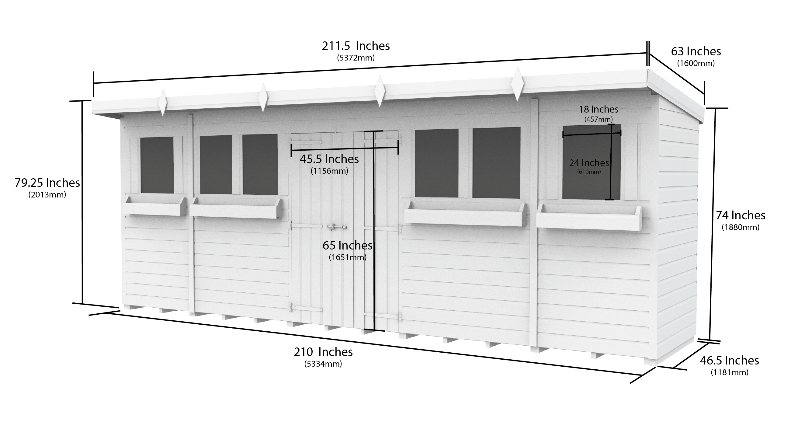 18 x 4 Pent Summer Shed