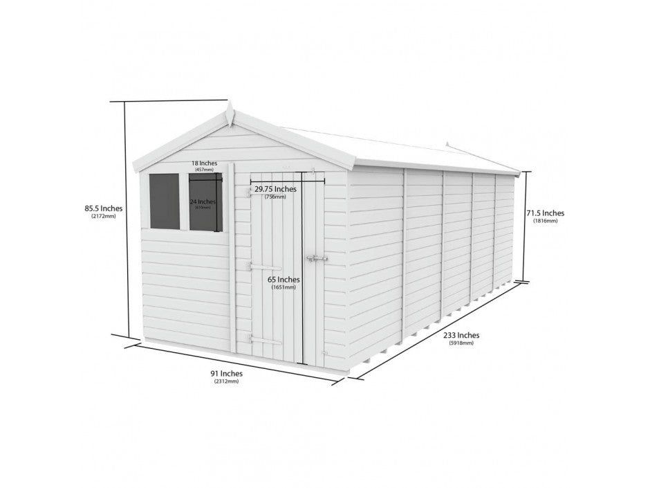 8 x 20 Apex Shed (Double Door, With Windows)