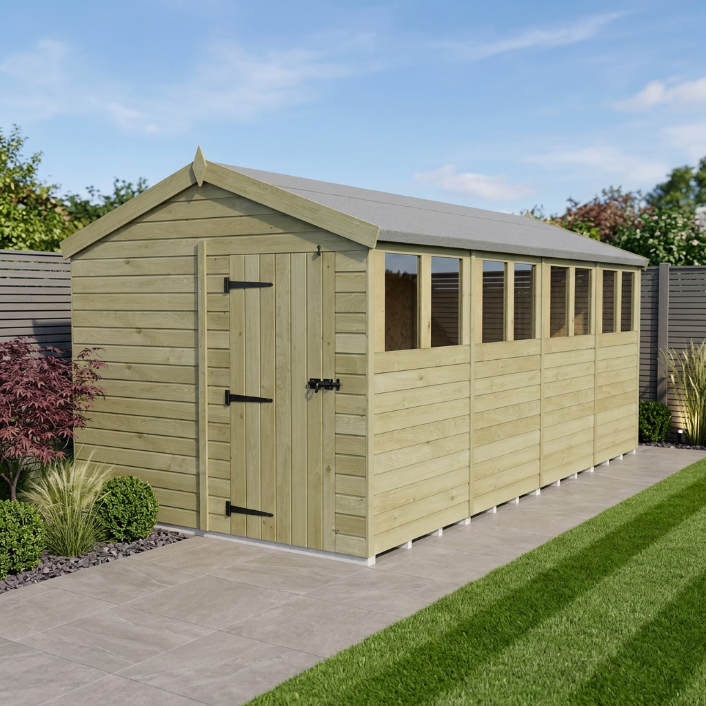 8 x 20 Apex Shed (Single Door, With Windows)