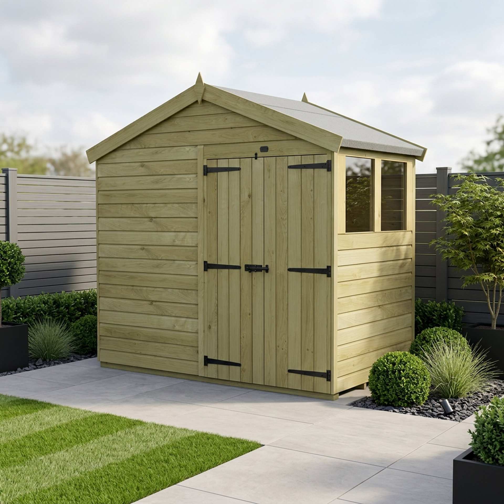 8 x 4 Apex Shed (Double Door, With Windows)