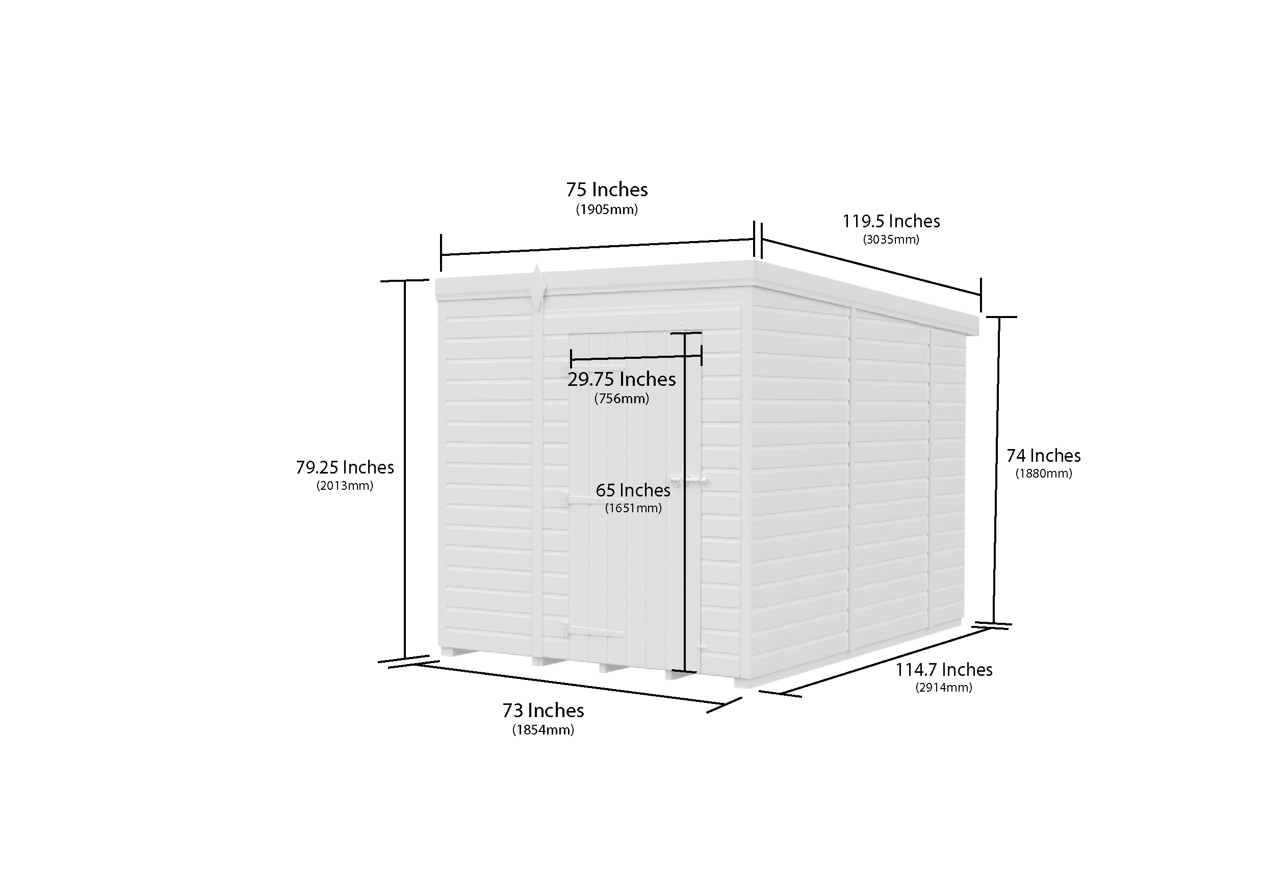 6 x 10 Pent Shed (Single Door, No Windows)