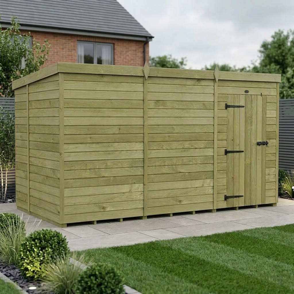 12 x 6 Pent Shed (Single Door, No Windows)