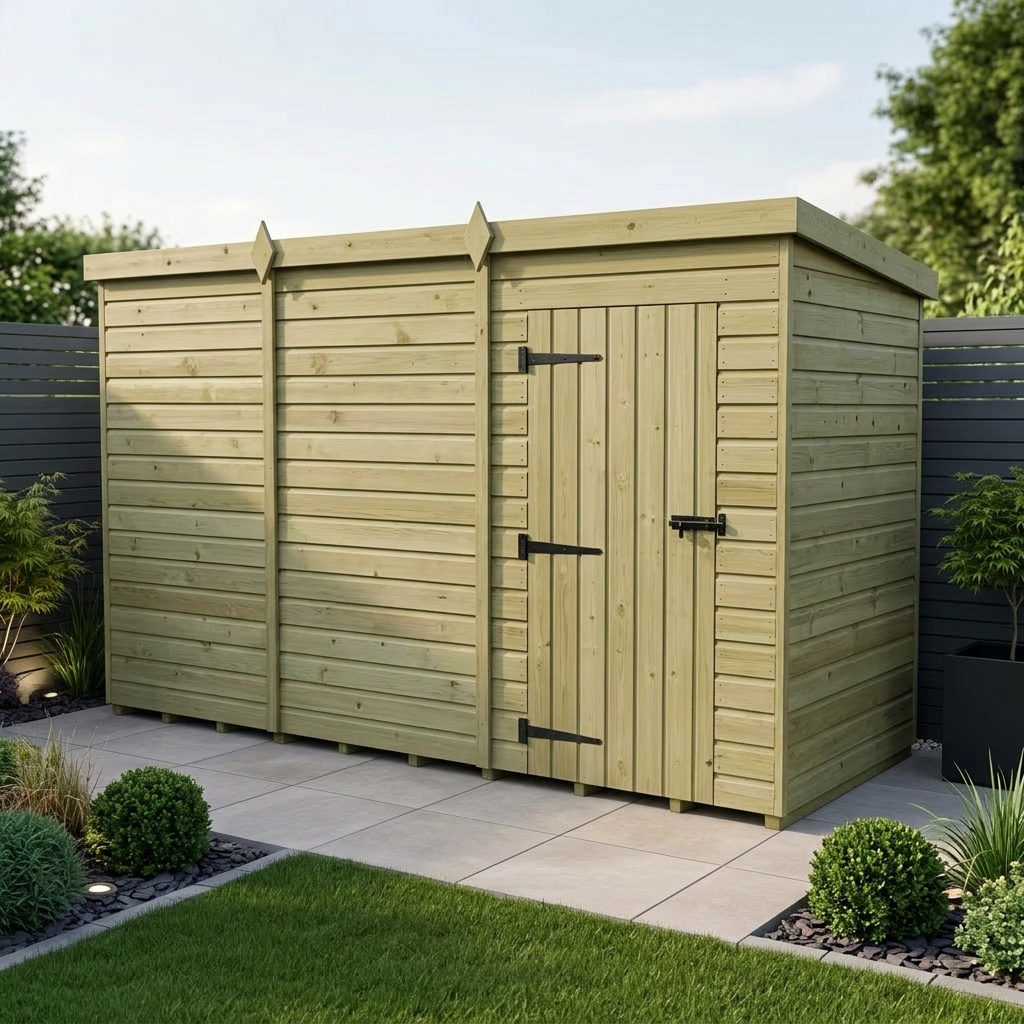 12 x 7 Pent Shed (Single Door, No Windows)