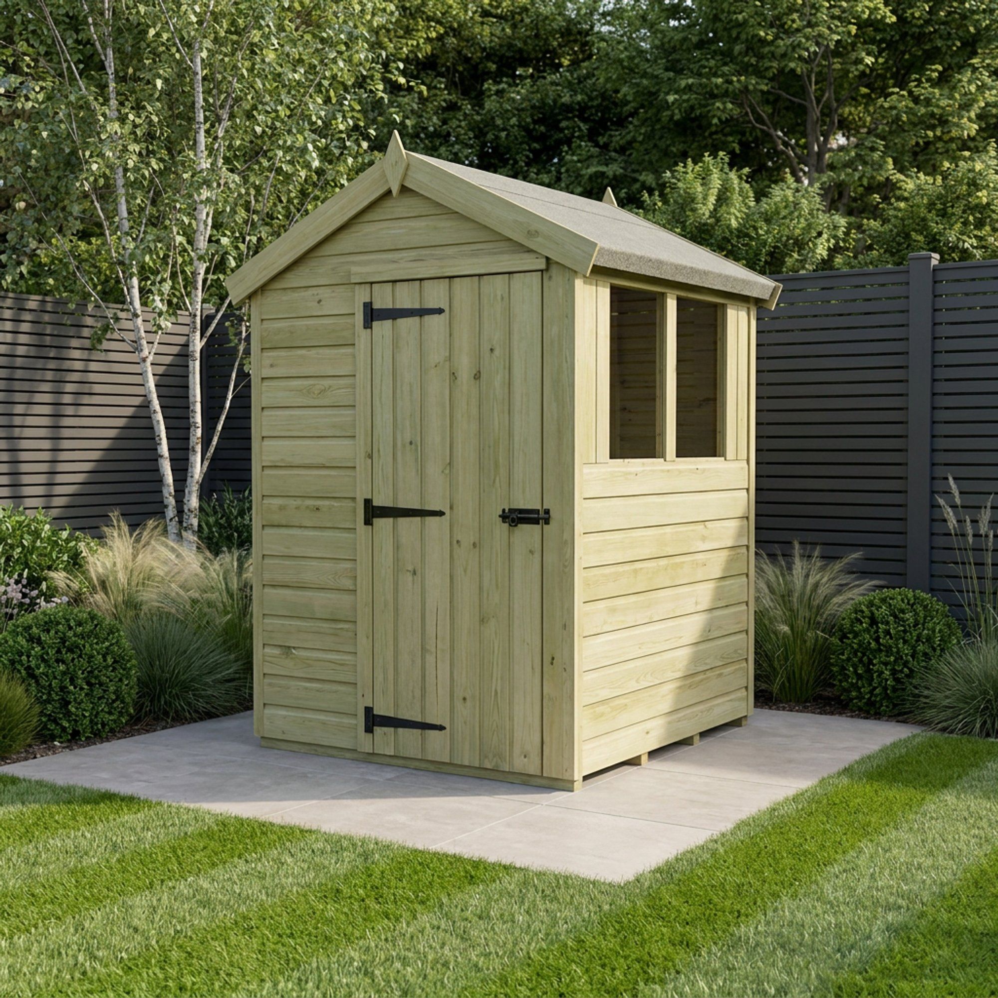 5 x 4 Apex Shed (Single Door, With Windows)