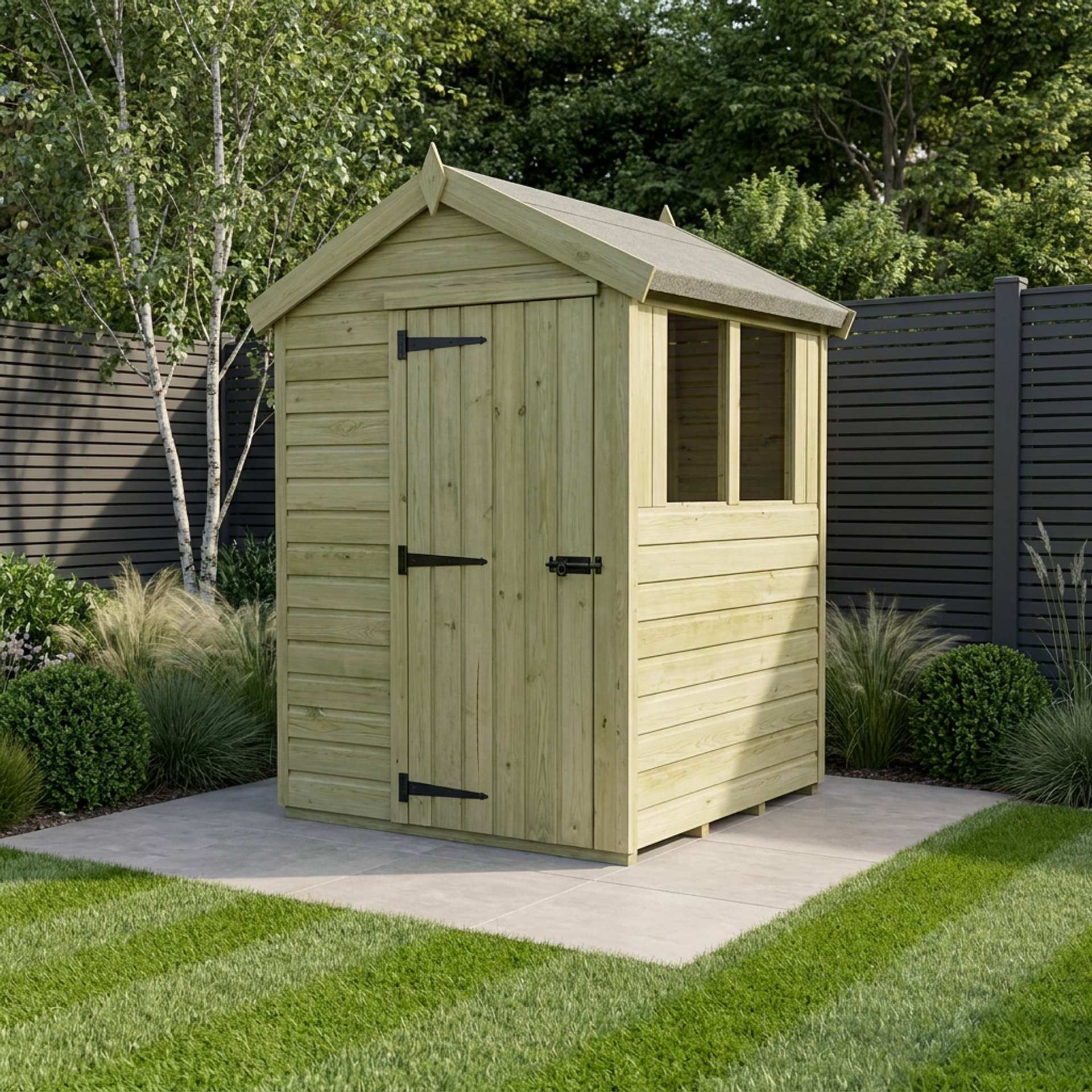 5 x 4 Apex Shed (Single Door, With Windows)