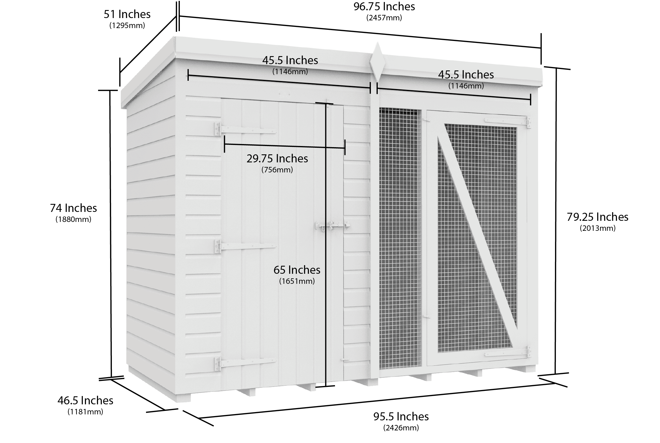 8 x 4 Dog Kennel And Run (Full Height)
