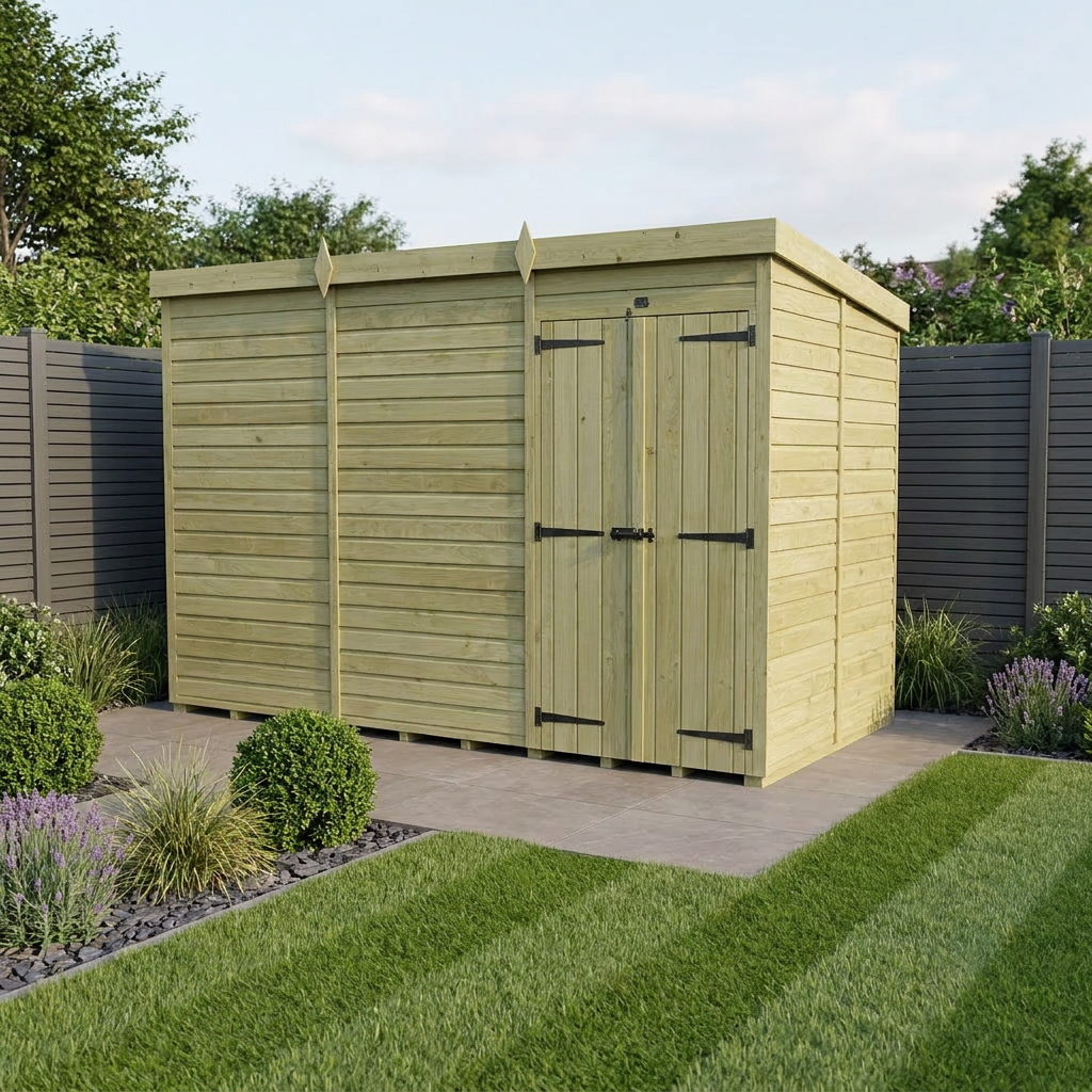 12 x 7 Pent Shed (Double Door, No Windows)