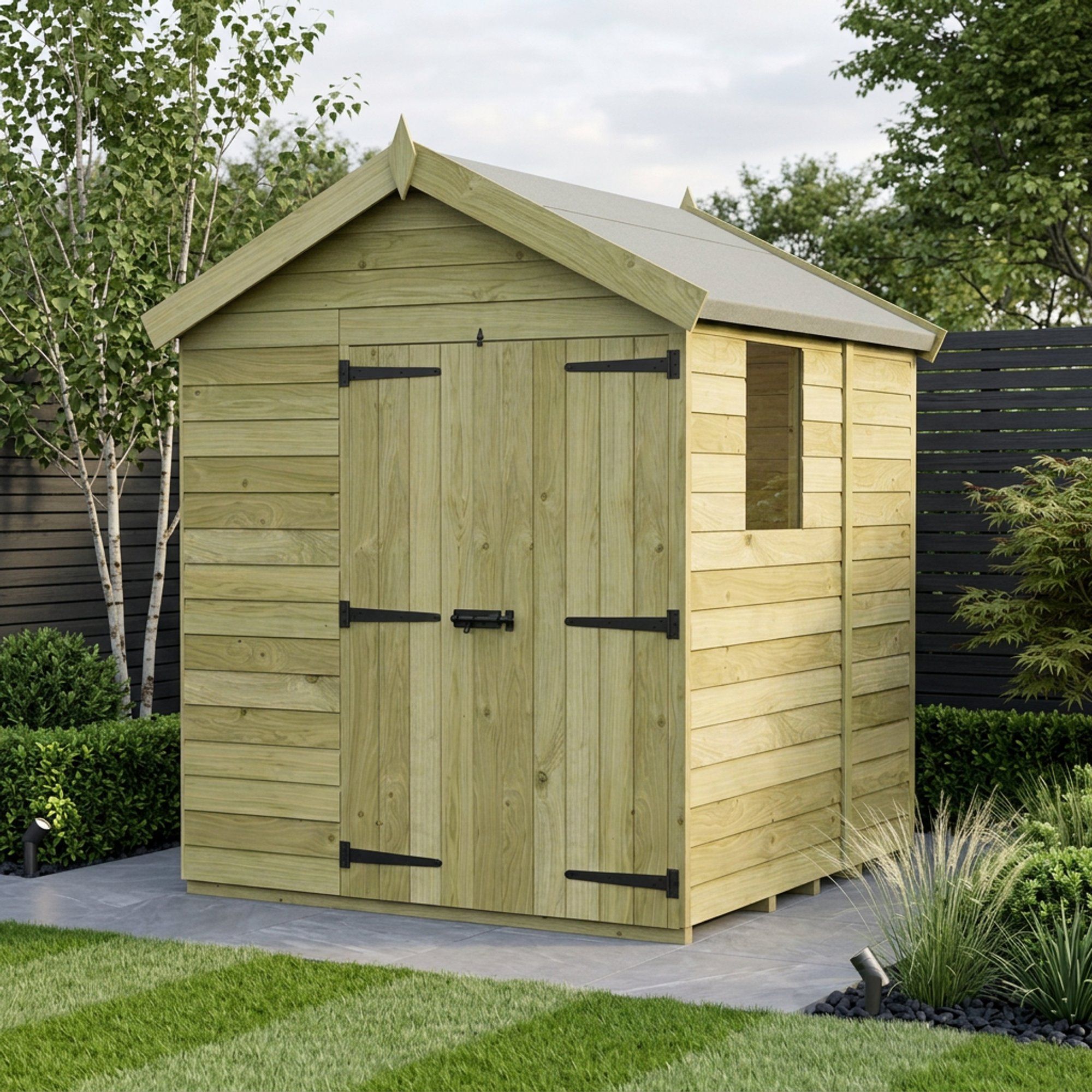 6 x 5 Apex Shed (Double Door, With Windows)