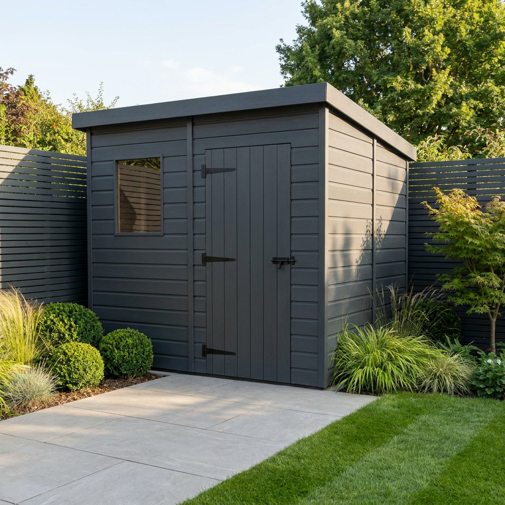 7x8 Pent Composite Shed (Single Door, With Windows)