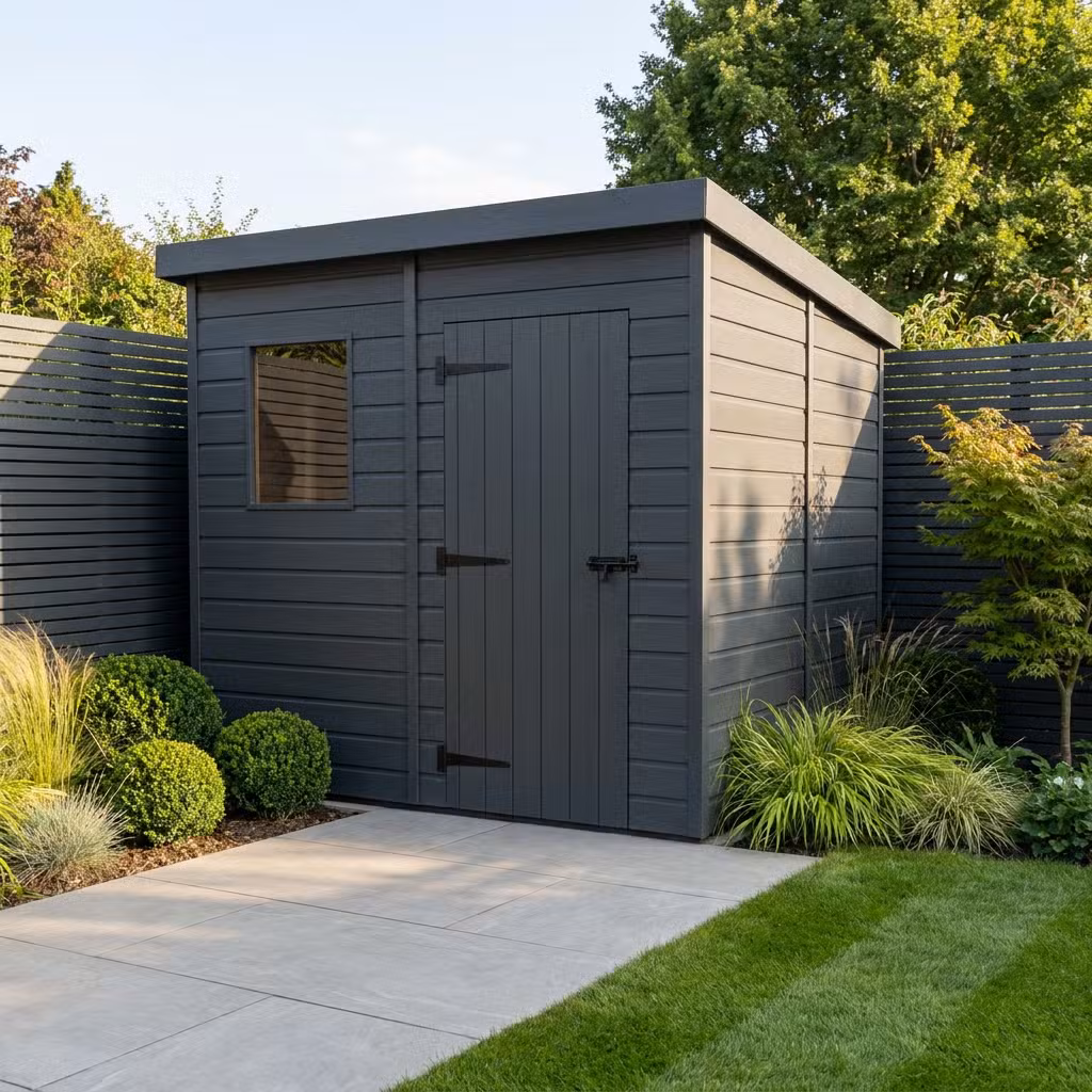 7x8 Pent Composite Shed (Single Door, With Windows)