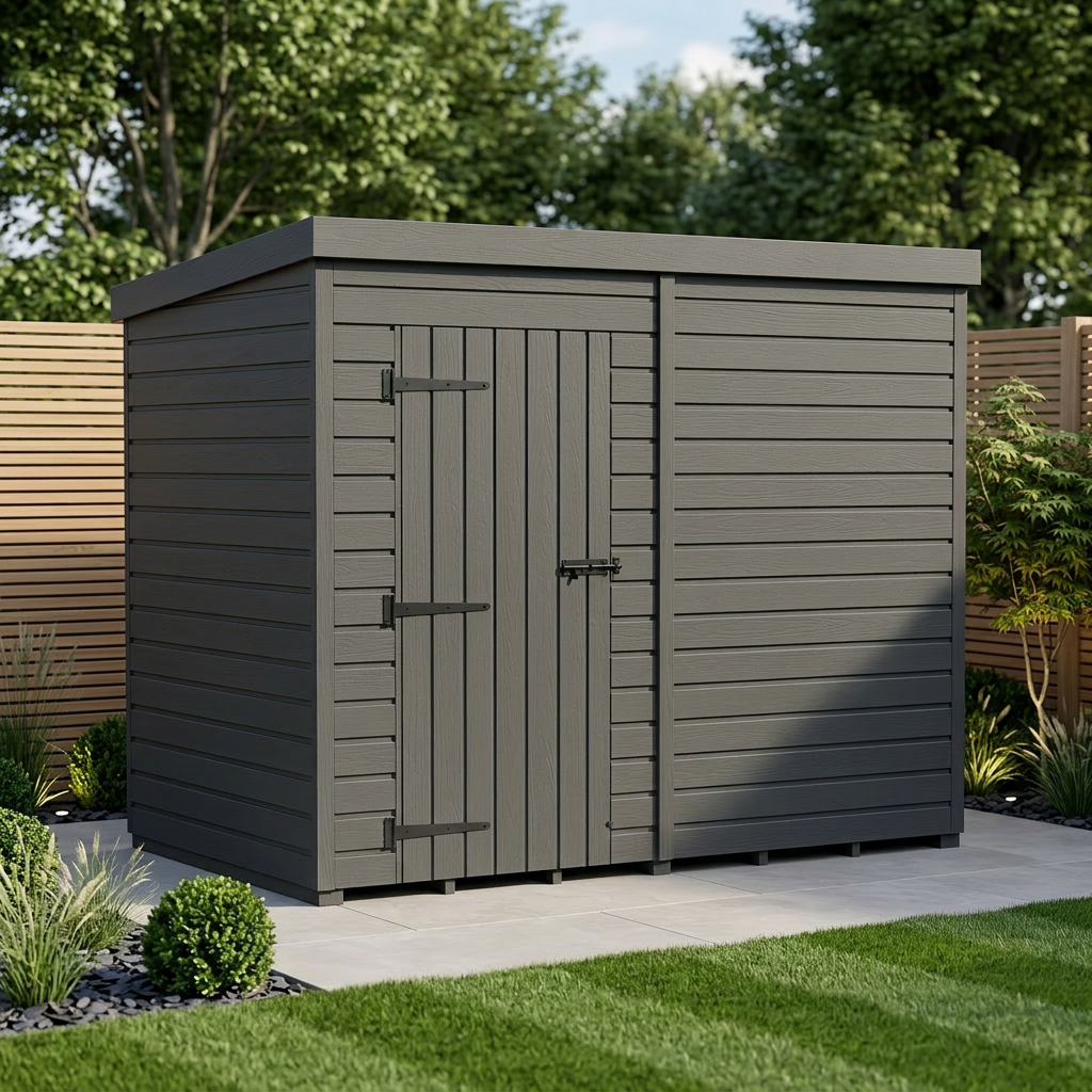 8x5 Pent Composite Shed (Single Door, No Windows)