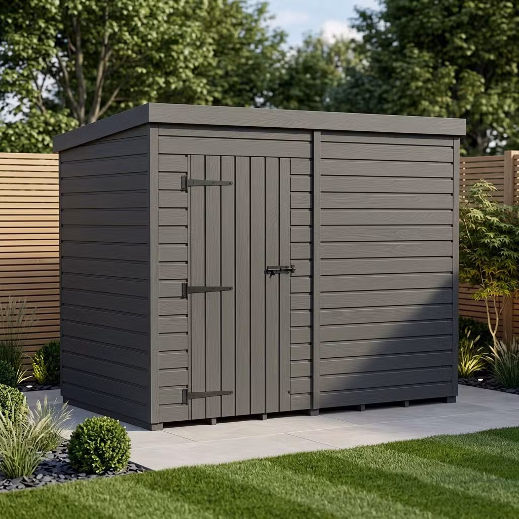 8x5 Pent Composite Shed (Single Door, No Windows)