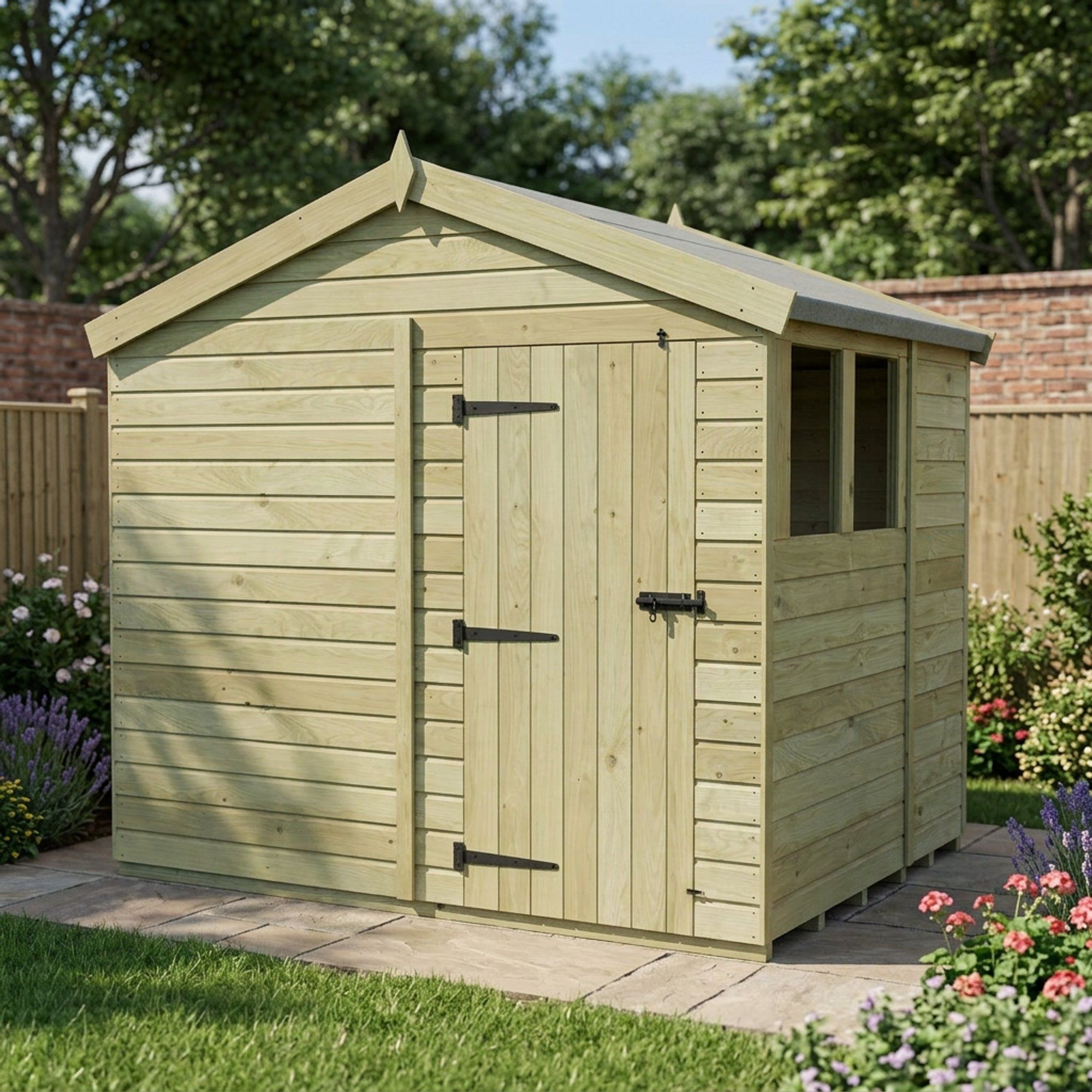 8 x 7 Apex Shed (Single Door, With Windows)
