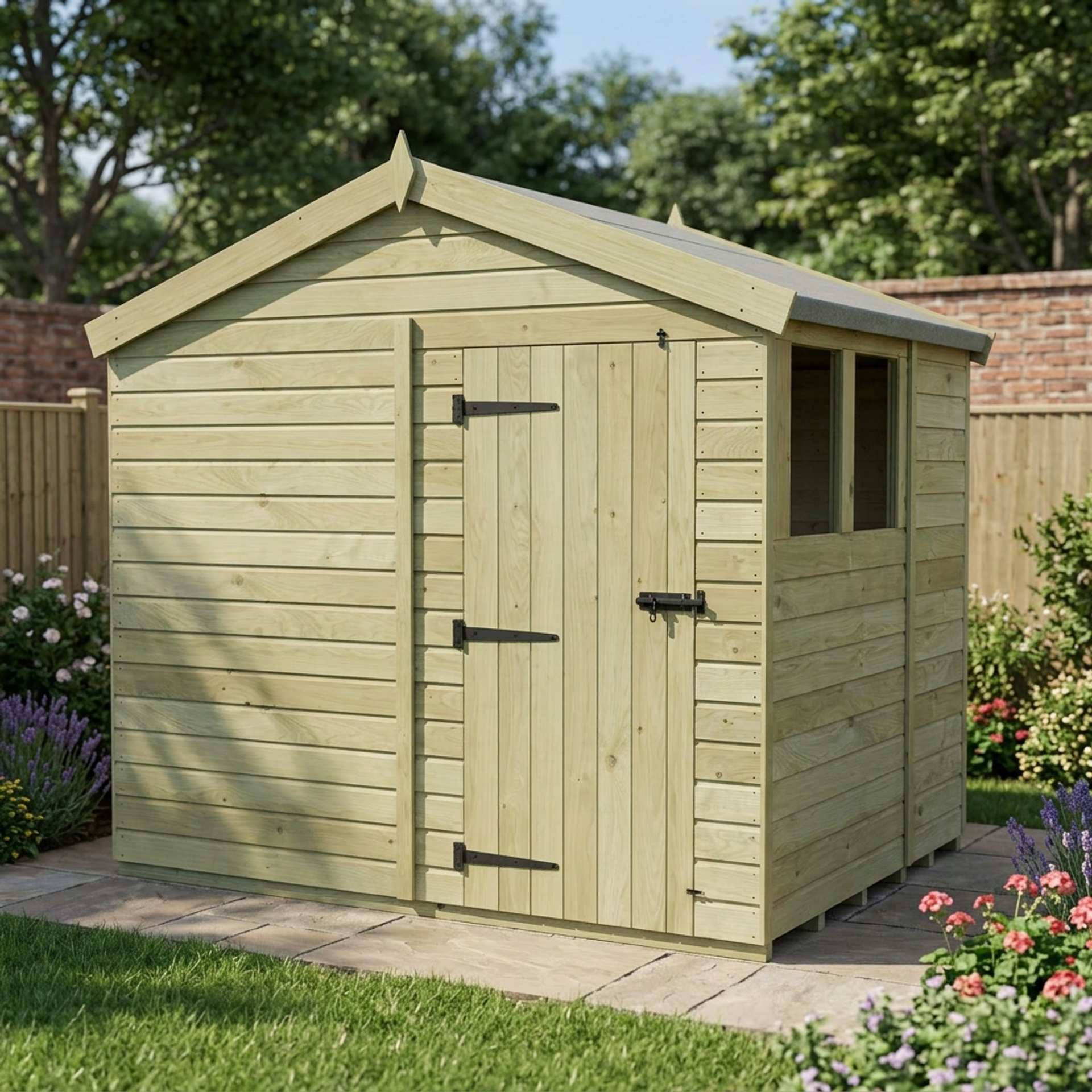 8 x 7 Apex Shed (Single Door, With Windows)