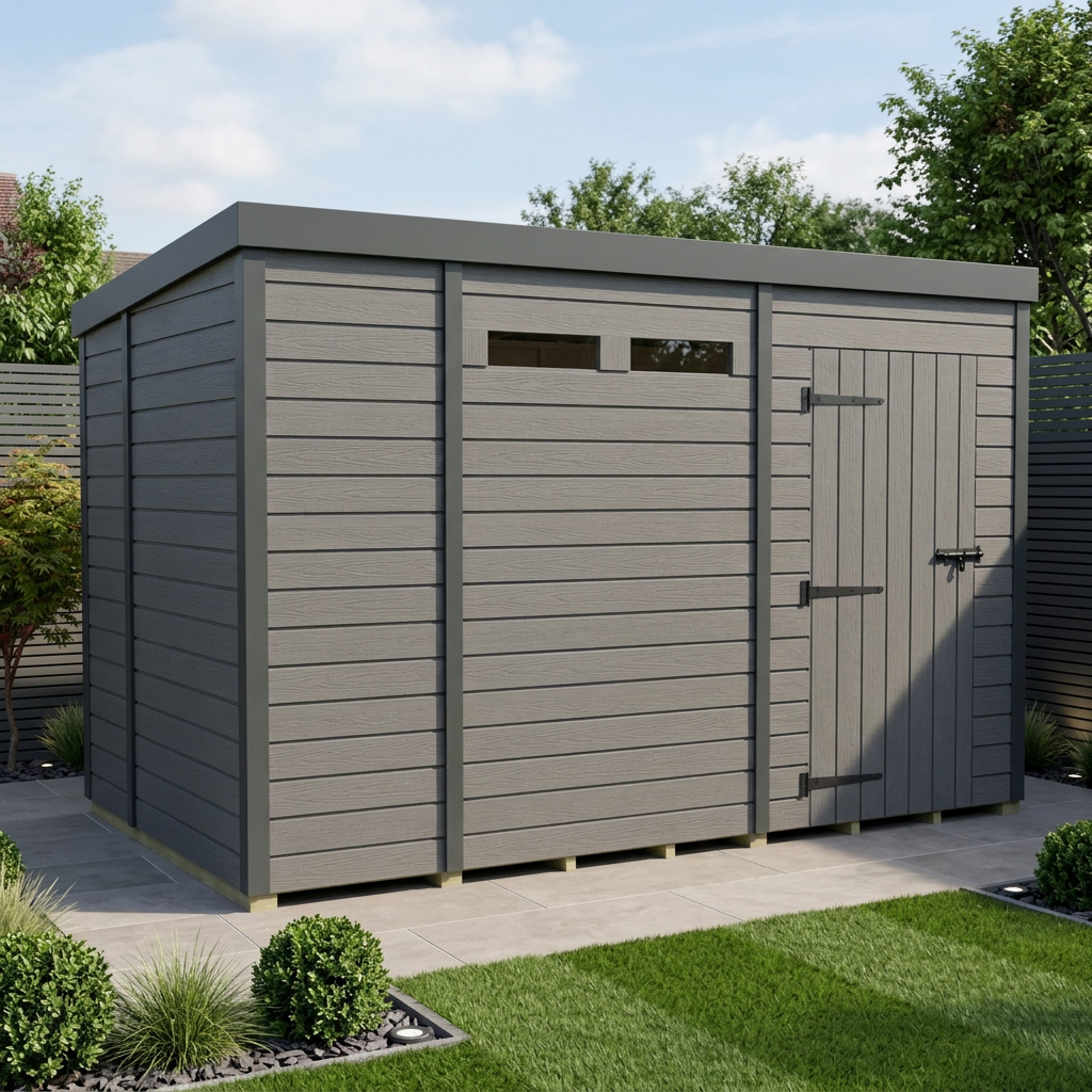 10x7 Composite Pent Security Shed