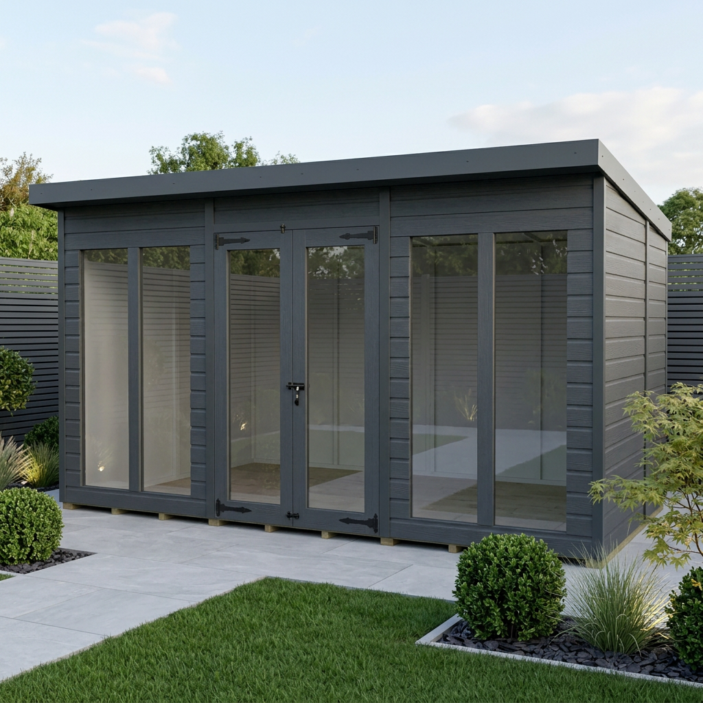 12x8 Composite Pent Full Height Summer House